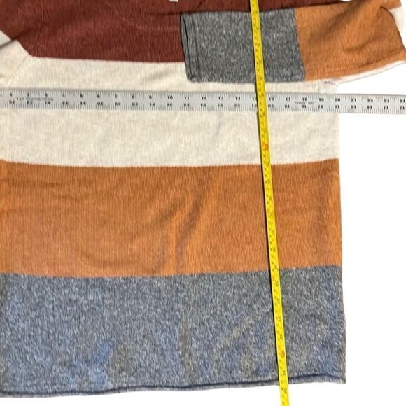 Pinque Gina Womens Sweater XL Crew Neck Striped Pullover Rust Stone Combo NWT - Picture 5 of 9
